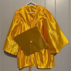 NEW Child’s Small 25” Yellow Graduation Gown and Cap with tassel